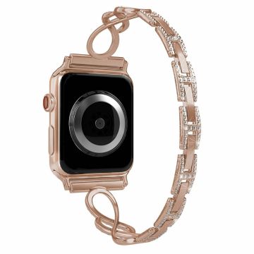 Apple Watch Series 8 (41 mm) håndleddsrem med rhinestone-dekor - Rose Gull