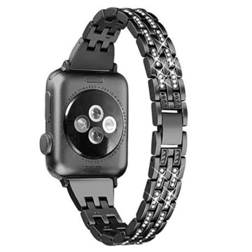 Urrem med rhinestone-dekor for Apple Watch Series 8 (41 mm) - Svart