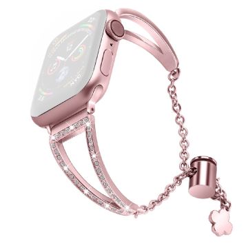 Apple Watch Series 8 (41 mm) klokkerem med kul rhinestone-dekor - Rosa Rose