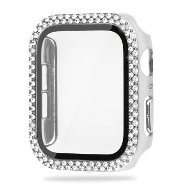 Apple Watch SE 2022 (40 mm) deksel med rhinestone-dekor og herdet glass - Sølv