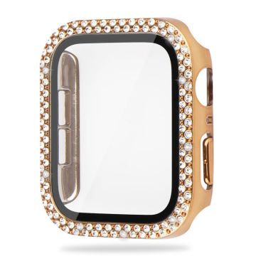 Apple Watch SE 2022 (40 mm) deksel med rhinestone-dekor og herdet glass - Gull