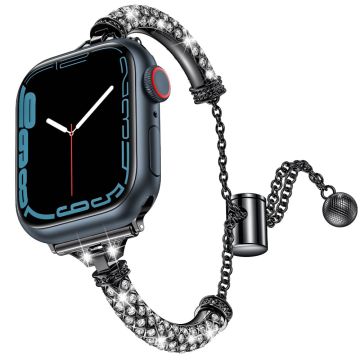 Apple Watch Series 8 (41 mm) moteriktig klokkerem med rhinestone - Svart