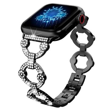 Elegant klokkerem med rhinestone-dekor til Apple Watch Series 8 (41 mm) - Svart