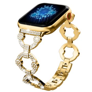 Elegant klokkerem med rhinestone-dekor til Apple Watch Series 8 (41 mm) - Gull