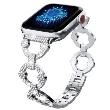 Elegant klokkerem med rhinestone-dekor til Apple Watch Series 8 (41 mm) - Sølv