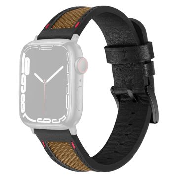 Apple Watch Series 8 (41 mm) nylon med klokkerem i okseskinn - Brun / Svart Spenne