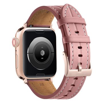 Apple Watch Series 8 (41 mm) klokkerem i ekte skinn - Mørkerosa