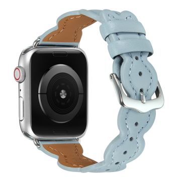 Apple Watch Series 8 (41 mm) klokkerem i ekte skinn med kandiserte hager - Blå