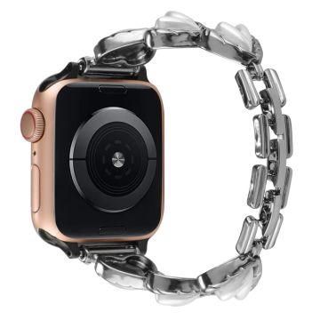 Apple Watch Series 8 (41 mm) metallrem med rhinestone og hjerteformet dekor - Svart