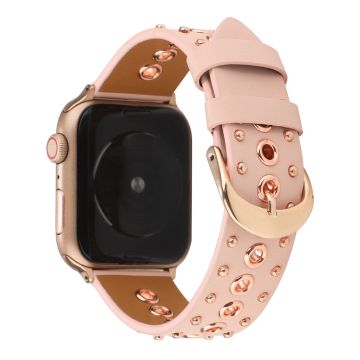 Apple Watch Series 8 (41 mm) rem i ekte skinn med nagledekor - Rosa