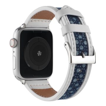 Apple Watch Series 8 (41 mm) lærrem i lerret - Hvit / Hvit