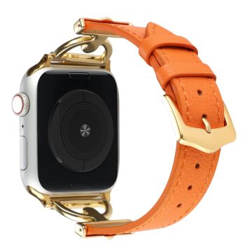 Apple Watch Series 8 (41 mm) D-formet rem i ekte skinn - Oransje