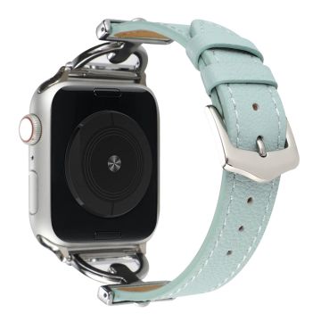 Apple Watch Series 8 (41 mm) D-formet rem i ekte skinn - Babyblå