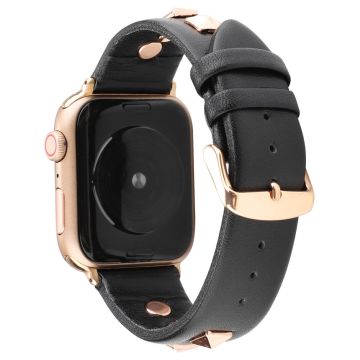 Apple Watch Series 8 (41 mm) rem i ekte skinn - Svart / Svart