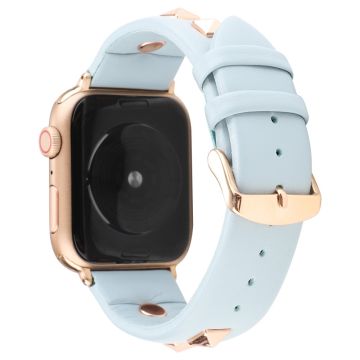 Apple Watch Series 8 (41 mm) rem i ekte skinn - Babyblå / Babyblå