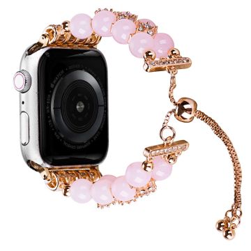 Apple Watch Series 8 (41 mm) 2-raders rem med perledekor - Agat Rosa