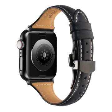 Apple Watch Series 8 (41 mm) Rem i ekte kuskinn - Svart