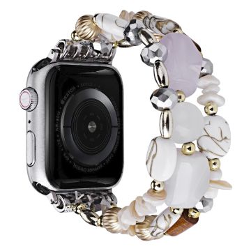 Apple Watch Series 8 (41 mm) fasjonabel rem i perlestil - Hvit