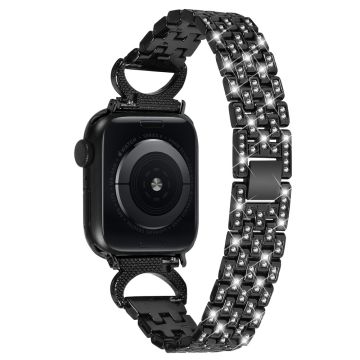 Apple Watch Series 8 (41 mm) metallrem med 5 perler i rhinestone - Svart