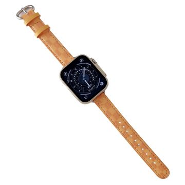 Apple Watch Series 8 (41 mm) ekte okseskinnrem i rutenettmønster - Gul