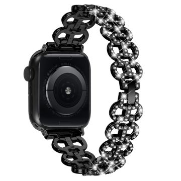 Apple Watch Series 8 (41 mm) legeringsrem med rhinestone-dekor - Svart