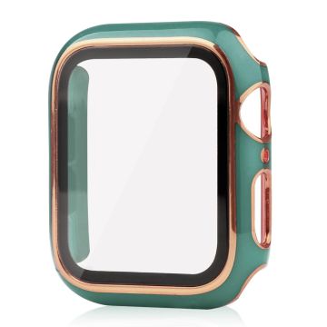 Apple Watch SE 2022 (40 mm) tofarget galvaniseringsdeksel med herdet glass - Svartgrønn / Gull