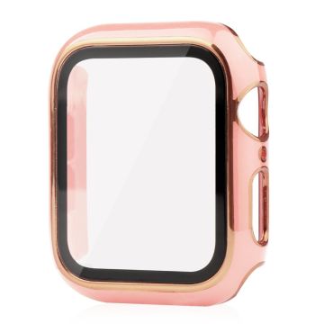 Apple Watch SE 2022 (40 mm) tofarget galvaniseringsdeksel med herdet glass - Rosa / Gull