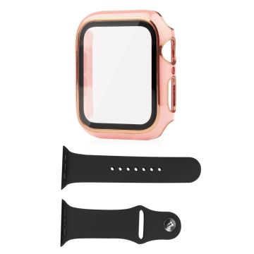 Apple Watch SE 2022 (40 mm) deksel og silikondeksel med herdet glass - Rosa / Gull