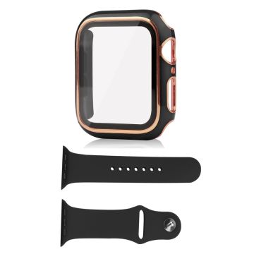 Apple Watch SE 2022 (40 mm) deksel og silikondeksel med herdet glass - Svart / Gull