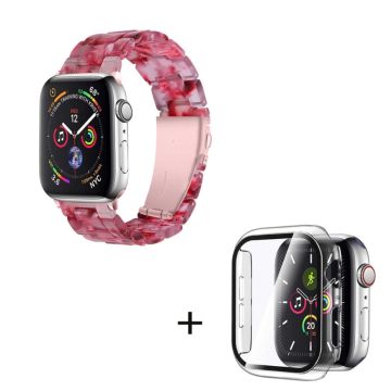 Apple Watch SE 2022 (40 mm) 3 perler i harpiksstil med klart deksel - Varm Rosa