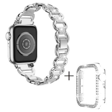 Apple Watch SE 2022 (40 mm) legeringsrem med rhinestone-dekor og klart deksel - Sølv