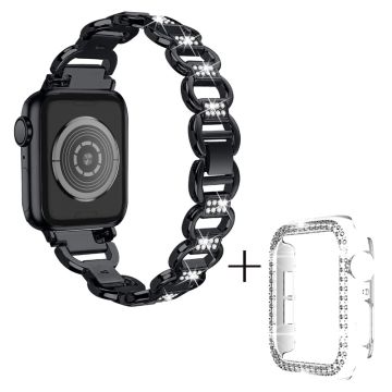 Apple Watch SE 2022 (40 mm) legeringsrem med rhinestone-dekor og klart deksel - Svart