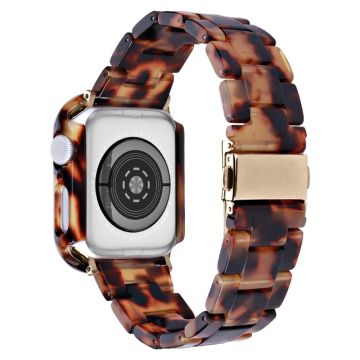 Resin-stil med integrert deksel for Apple Watch SE 2022 (40 mm) / SE / 6 / 5 / 4 - Tortoiseshell Color