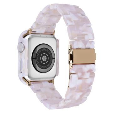 Resin-stil med integrert deksel for Apple Watch SE 2022 (40 mm) / SE / 6 / 5 / 4 - Rosa Blomst