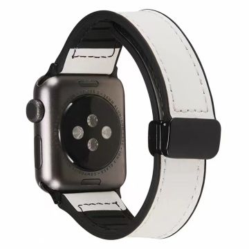 Apple Watch Series 9 41 mm lær- og silikonrem - Hvit