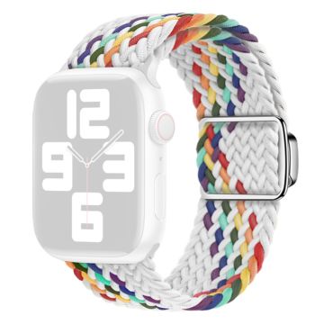 Apple Watch Series 9 41 mm flettet nylonrem - Hvit Regnbue