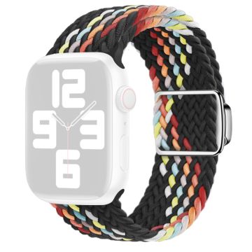 Apple Watch Series 9 41 mm flettet nylonrem - Svart Regnbue