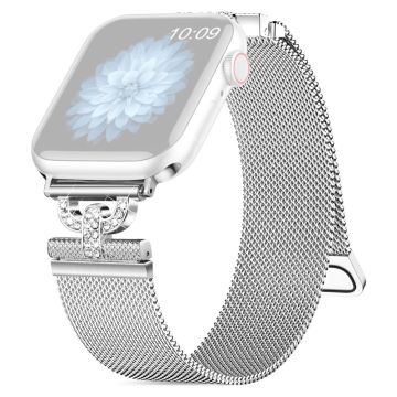 Apple Watch Series 9 41 mm strass S-formet milanesisk rem i rustfritt stål - Sølv