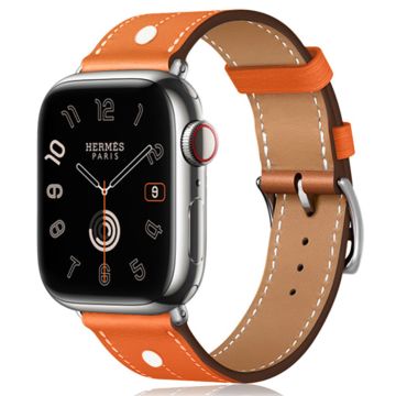 Apple Watch Series 41mm / 40mm / 38mm Rivet Decor Watch Band Genuine Cow Leather Strap - Oransje