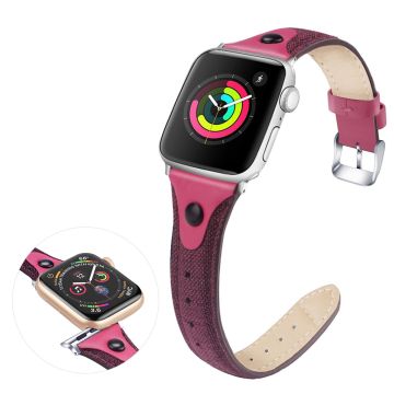 Apple Watch Series 5 / 4 40 mm lerretsklokkebånd i ekte skinn - Lilla / Rose