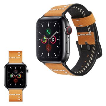 Apple Watch Series 5 / 4 40 mm unikt lærarmbånd med søm - Gul