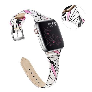 Apple Watch 40 mm geometrisk klokkerem i skinn - Hvit / Rosa