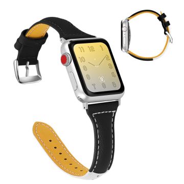 Apple Watch 40 mm trefarget, ekte klokkerem - Hvit / Svart / Svart
