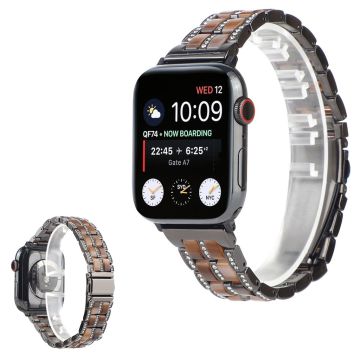 Apple Watch 40 mm klokkerem i rustfritt stål med rhinestone-dekor - Svart / Honning