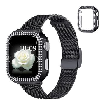 Apple Watch SE 2022 (40 mm) urrem og deksel med rhinestone-dekor - Svart