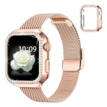 Apple Watch SE 2022 (40 mm) urrem og deksel med rhinestone-dekor - Rose Gull