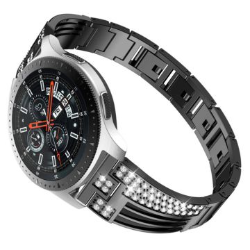 Samsung Galaxy Watch 46mm / Gear S3 Rhinestone Dekor Klokkereim - Svart