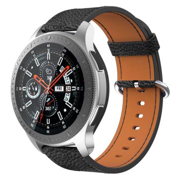 Samsung Gear S3 Classic / S3 Frontier / Galaxy Watch 46mm Ekte Skinn Klokke Armbånd - Svart