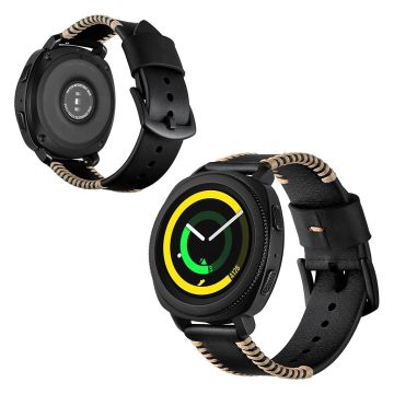 Samsung Gear Sport ridge stil ekte skinn klokkereim - Svart