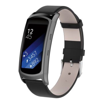 Samsung Gear Fit2 Pro ekte lærurklokke - Svart